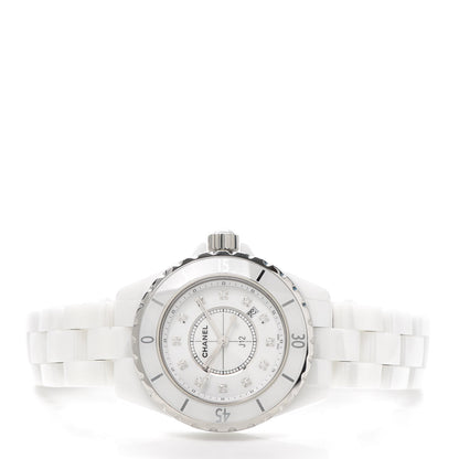 Chanel Stainless Steel Ceramic Diamond 33mm J12 Quartz Watch White 2 of 5