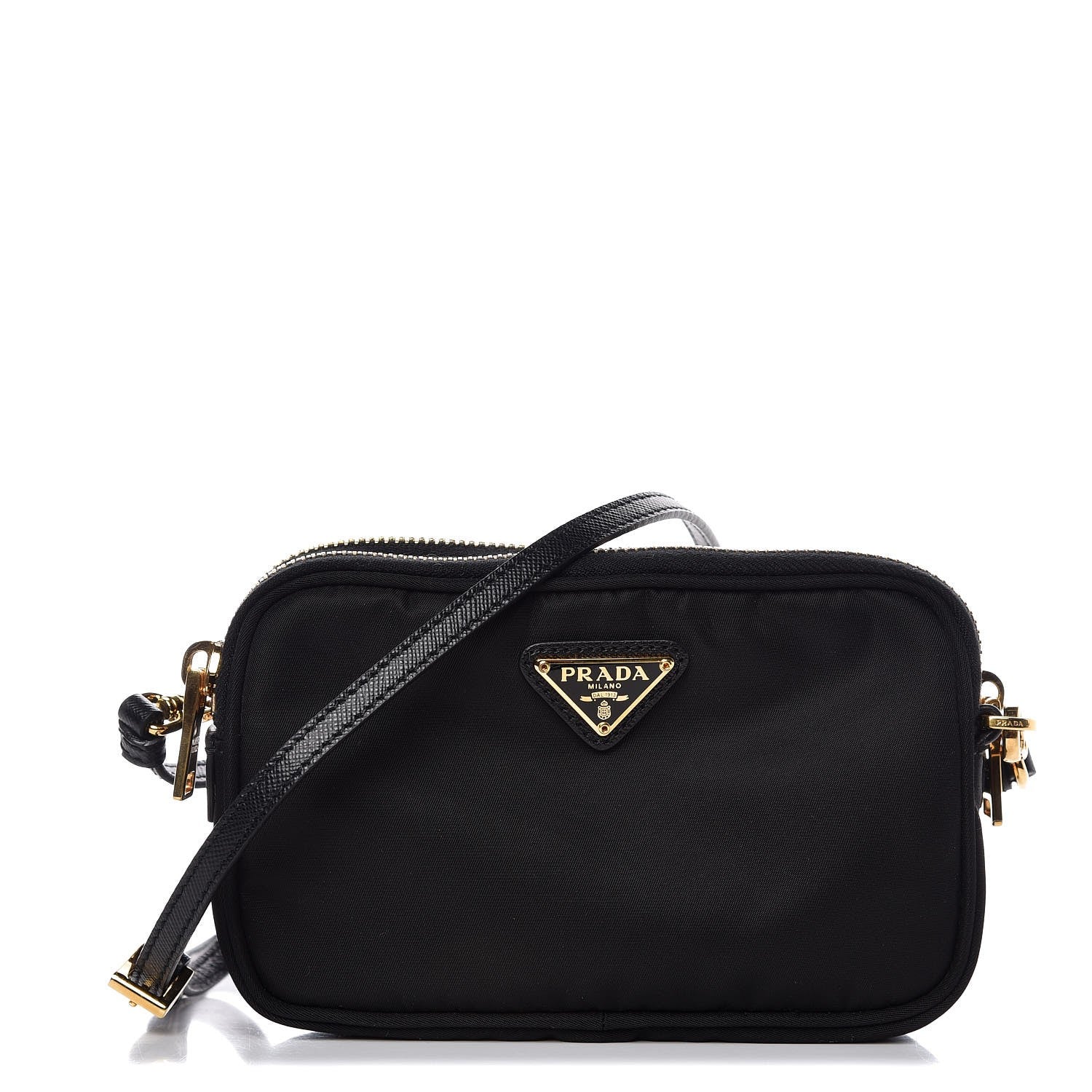 Prada Tessuto Nylon Convertible Crossbody Wristlet Black 1 of 8