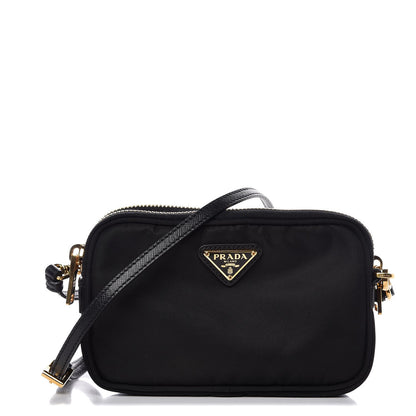 Prada Tessuto Nylon Convertible Crossbody Wristlet Black 1 of 8