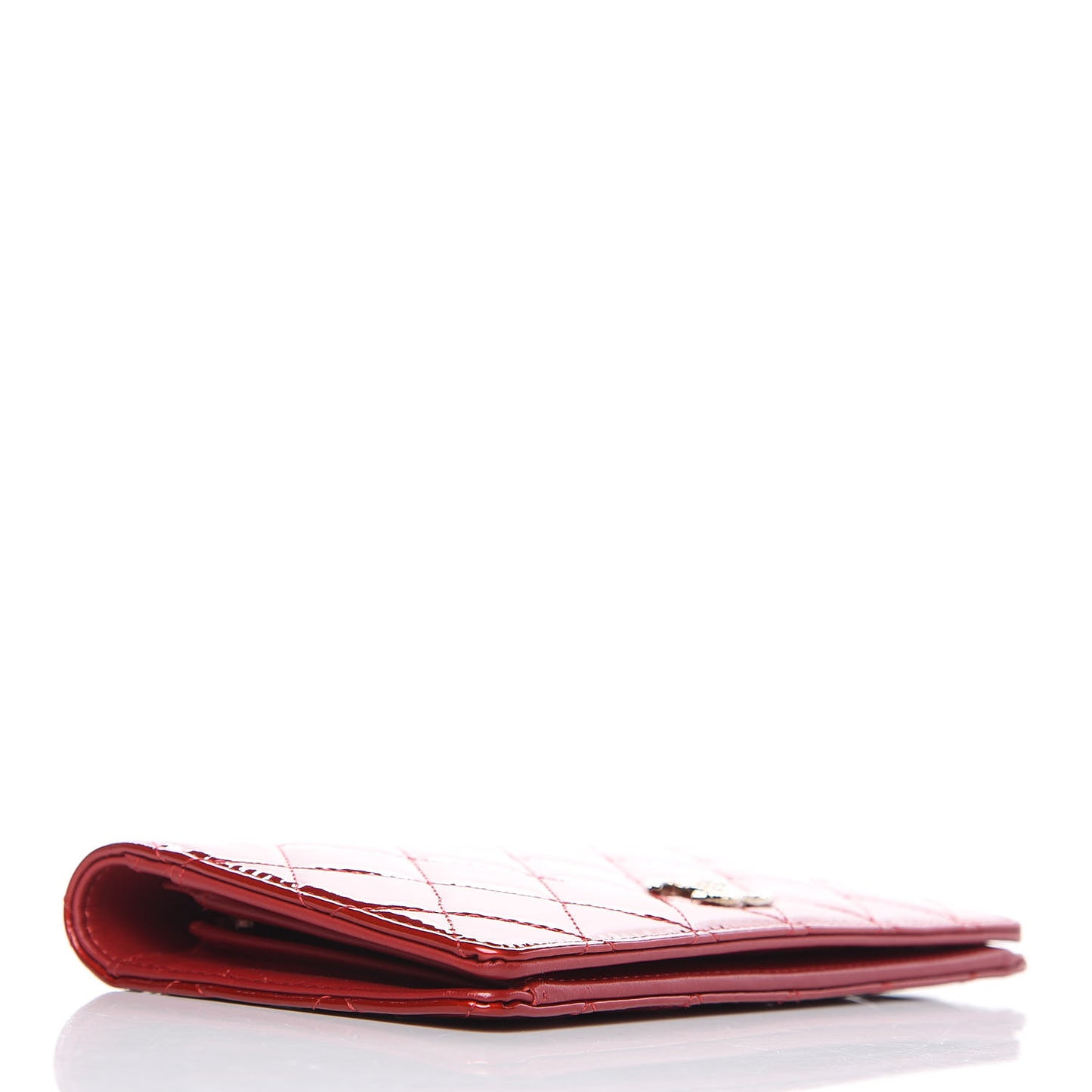 Patent Quilted Brilliant Yen Wallet Red