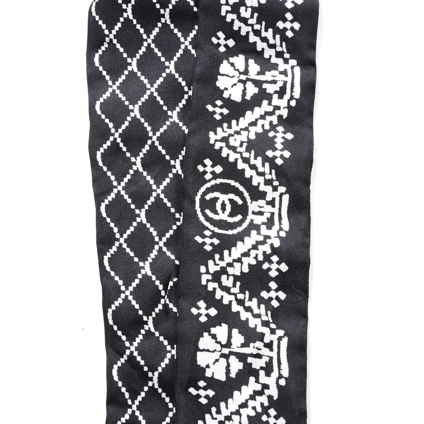 Silk CC Slim Bandeau Scarf Black