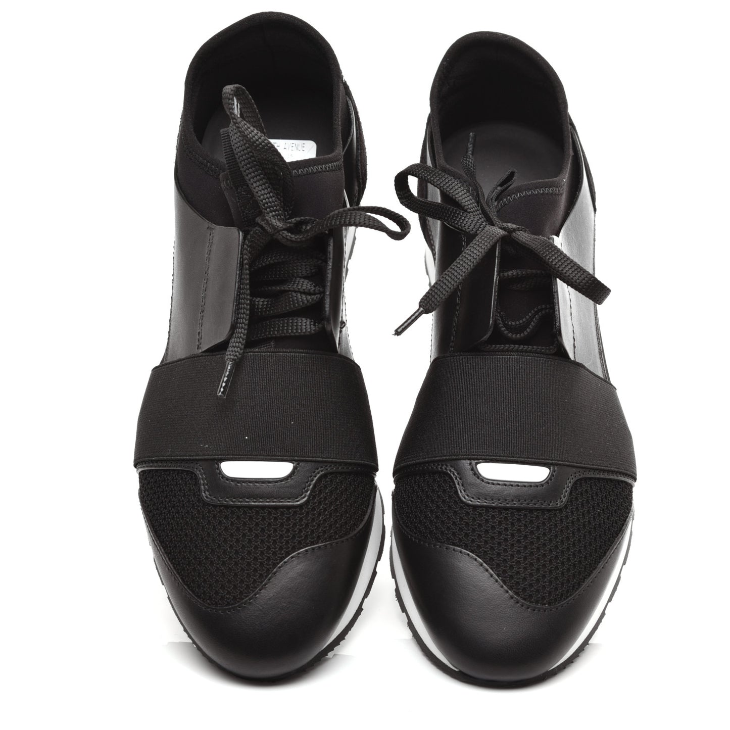 Mesh Calfskin Neoprene Suede Womens Race Runner Sneakers 38 Black