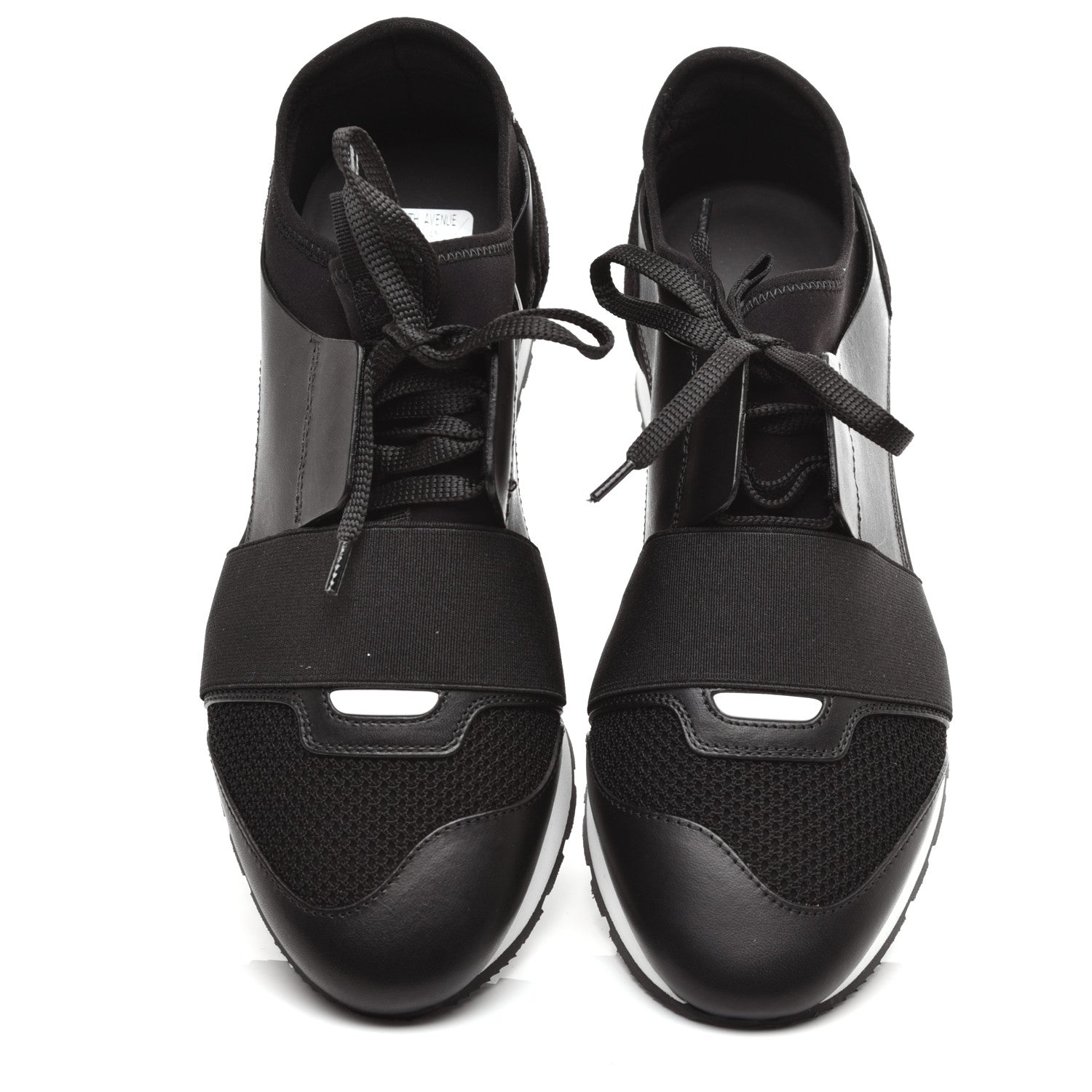 Balenciaga Mesh Calfskin Neoprene Suede Womens Race Runner Sneakers 38 Black 6 of 10