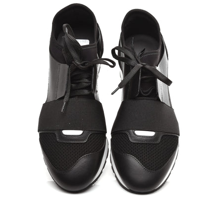 Balenciaga Mesh Calfskin Neoprene Suede Womens Race Runner Sneakers 38 Black 6 of 10