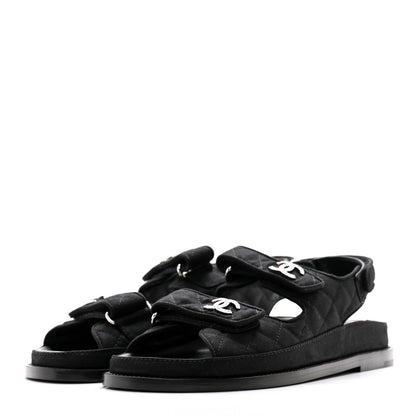 Chanel Mixed Fibers Velcro Dad Sandals 38 Black 38 Black 3 of 9