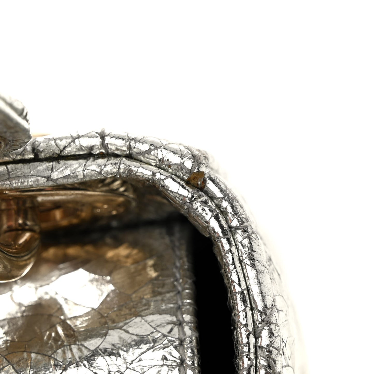 Metallic Crinkled Cannage Micro Lady Dior Silver