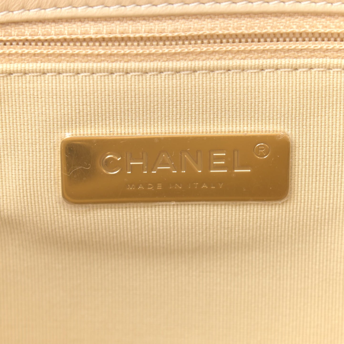 Lambskin Quilted Large Chanel 19 Flap Beige