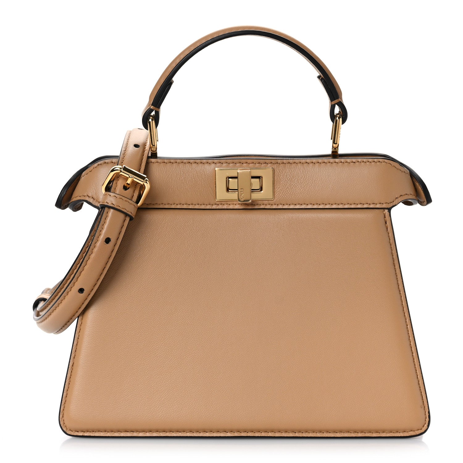 Fendi Shiny Nappa Petite Peekaboo I SEE U Satchel Miele Scuro 1 of 8