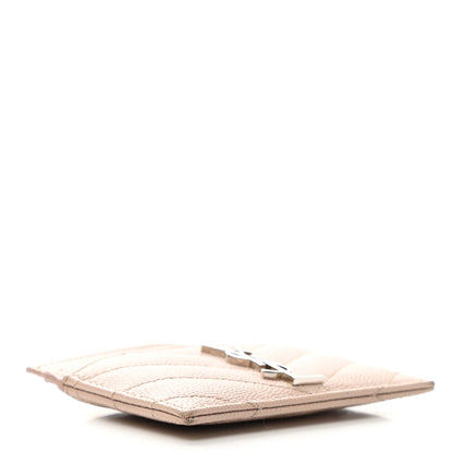 Saint Laurent Grain De Poudre Matelasse Chevron Monogram Credit Card Case Marble Pink 4 of 7