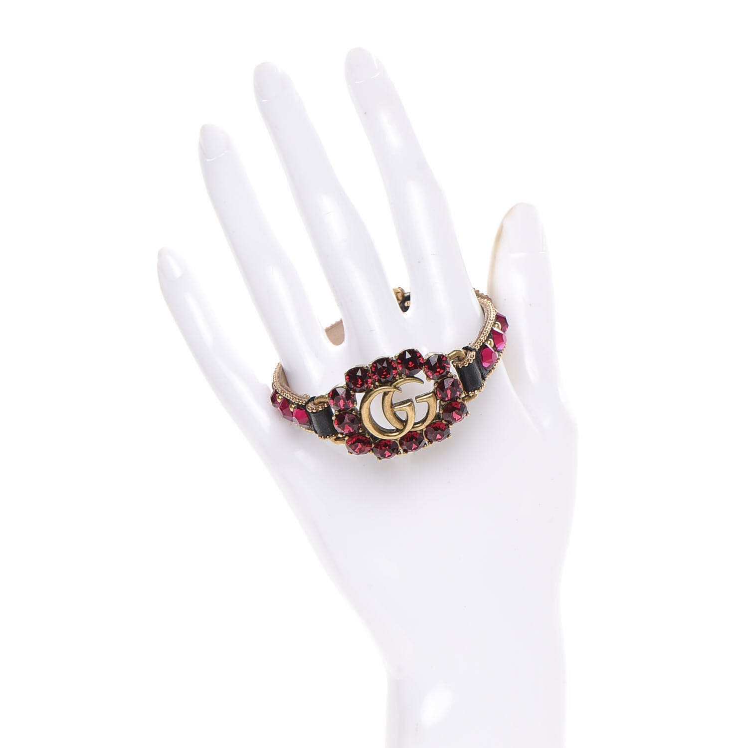 Gucci Calfskin Crystal Double G Bracelet Gold 2 of 5