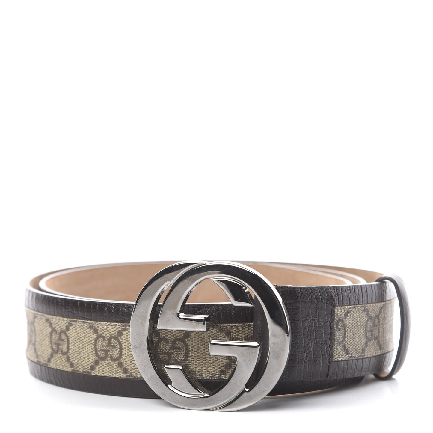 GG Plus Monogram Niagara Lux Calfskin Interlocking G 40mm Belt 105 42 Beige Ebony Cocoa