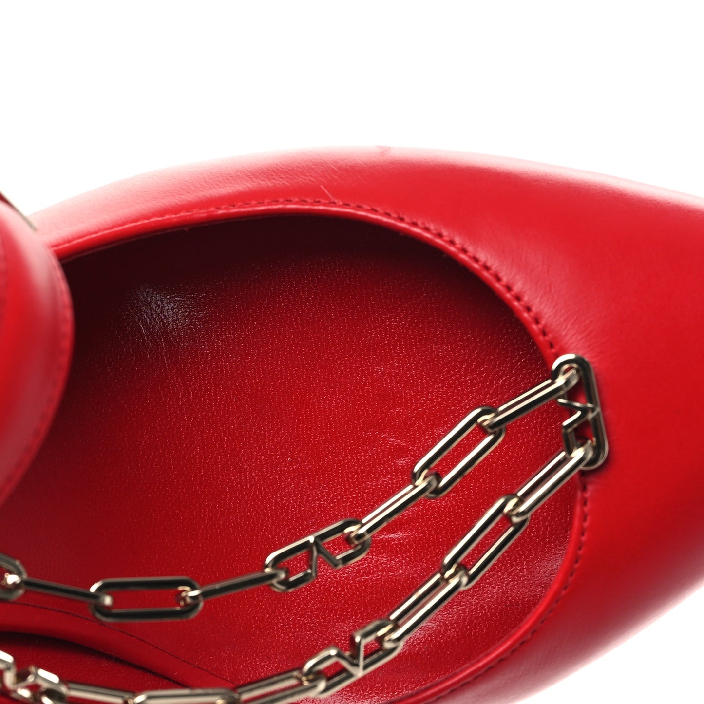 Smooth Calfskin Chain Slingback Pumps 36.5 Red