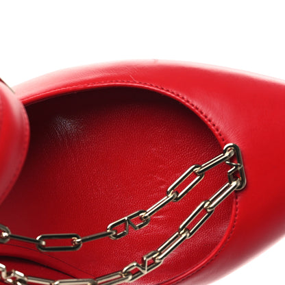 Valentino Garavani Smooth Calfskin Chain Slingback Pumps 36.5 Red 9 of 10