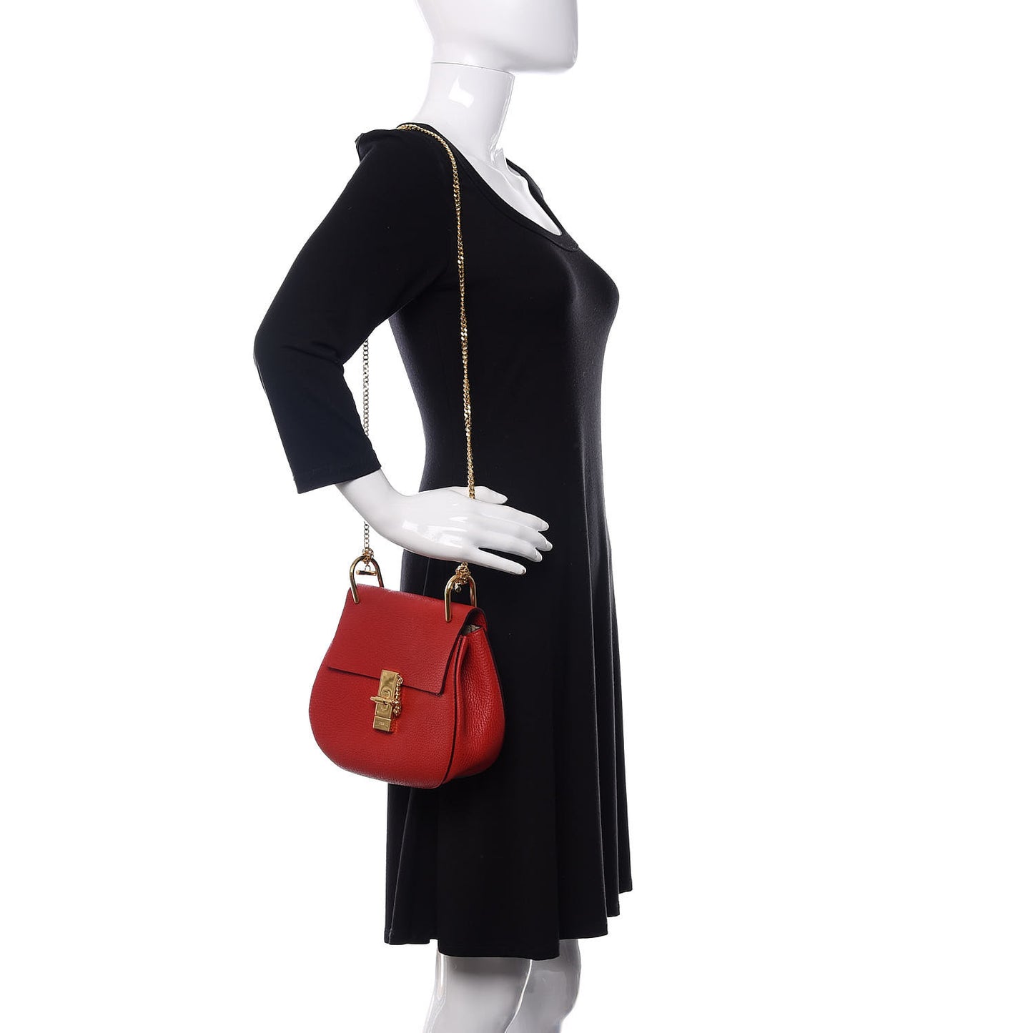 Grained Lambskin Drew Shoulder Bag Intense Red