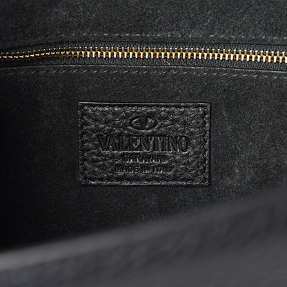 Valentino Garavani Pebbled Calfskin Medium Glam Lock Rockstud Flap Black 6 of 11
