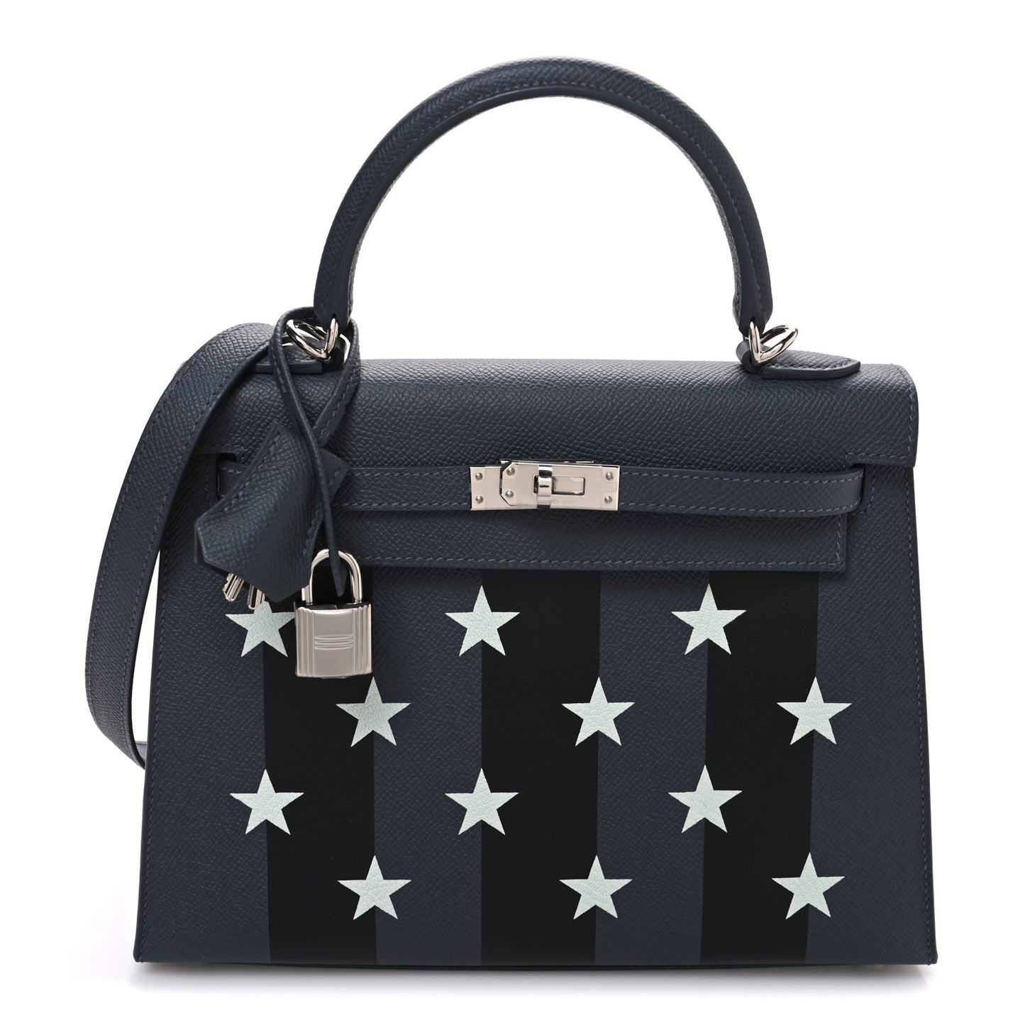 Epsom Tadelakt Chevre Mysore Casaque Etoilee Kelly Sellier 25 Ardoise Black Vert Peppermint
