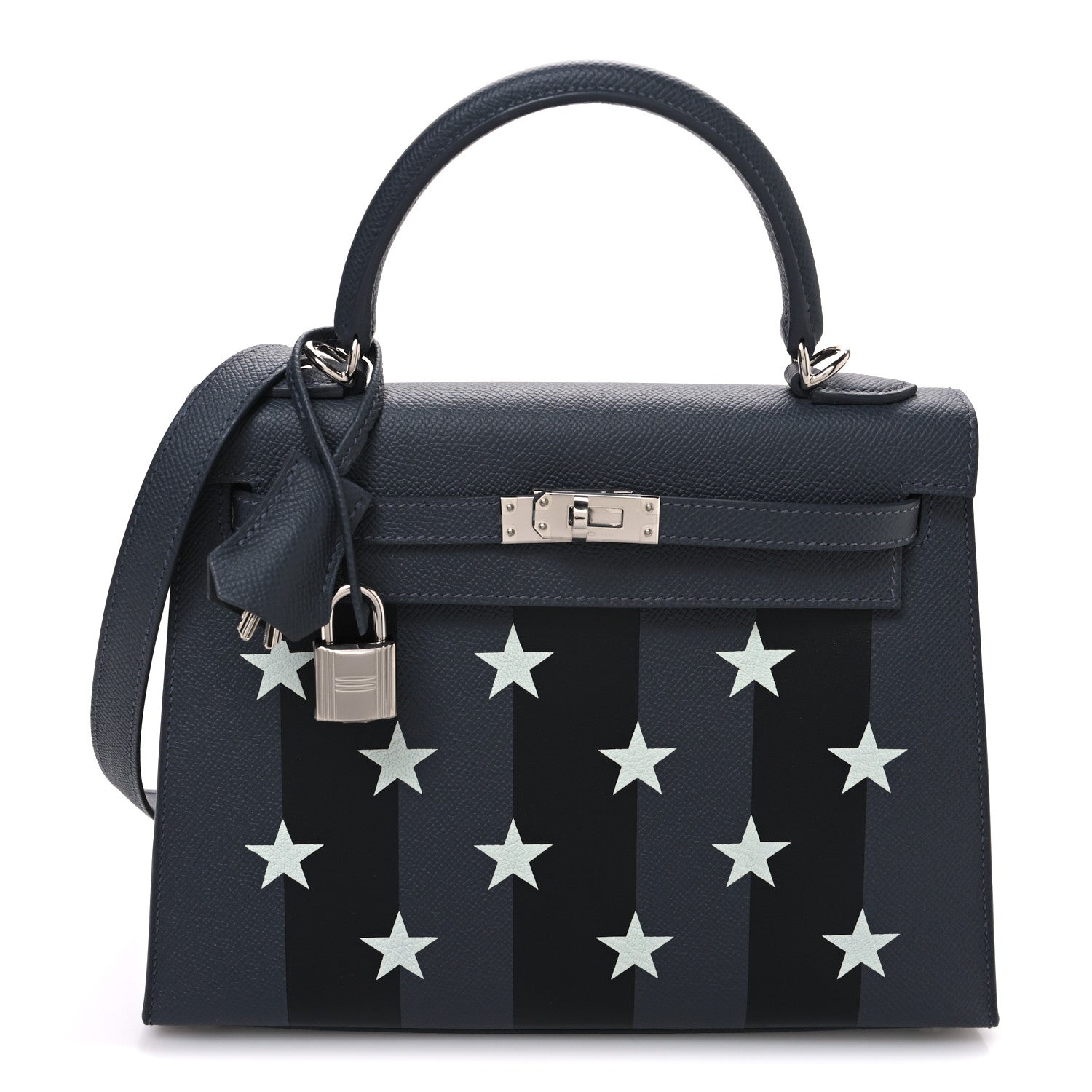 Hermes Epsom Tadelakt Chevre Mysore Casaque Etoilee Kelly Sellier 25 Ardoise Black Vert Peppermint 1 of 10