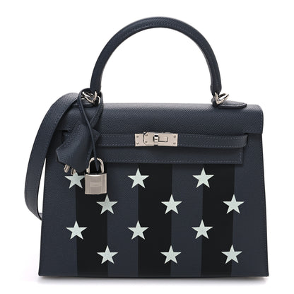 Hermes Epsom Tadelakt Chevre Mysore Casaque Etoilee Kelly Sellier 25 Ardoise Black Vert Peppermint 1 of 10