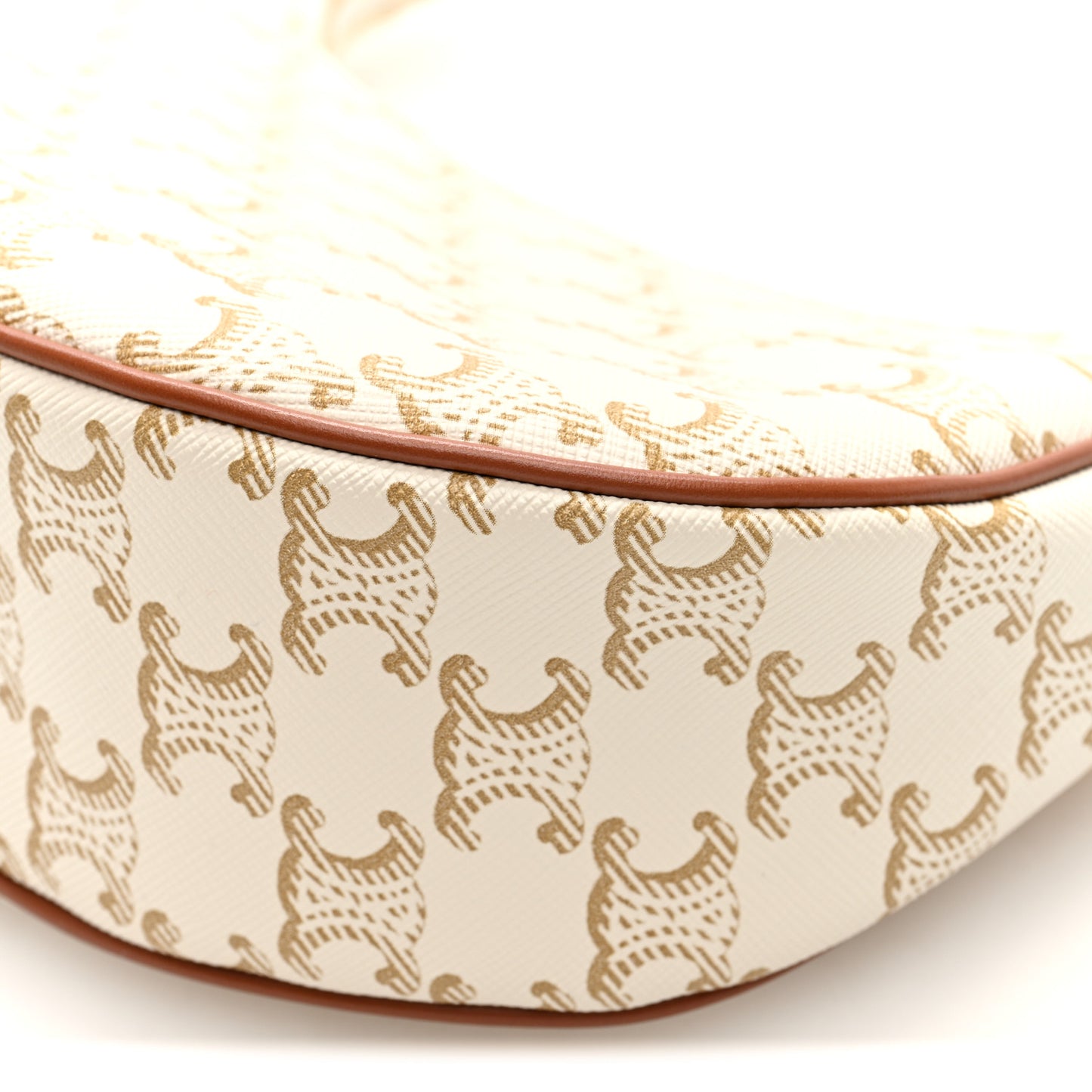 Canvas Calfskin Ava Triomphe Shoulder Bag White