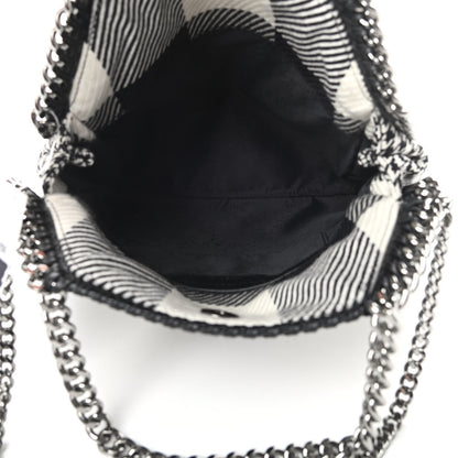 Stella McCartney Wool Plaid Mini Falabella Fold Over Tote Black White 5 of 10