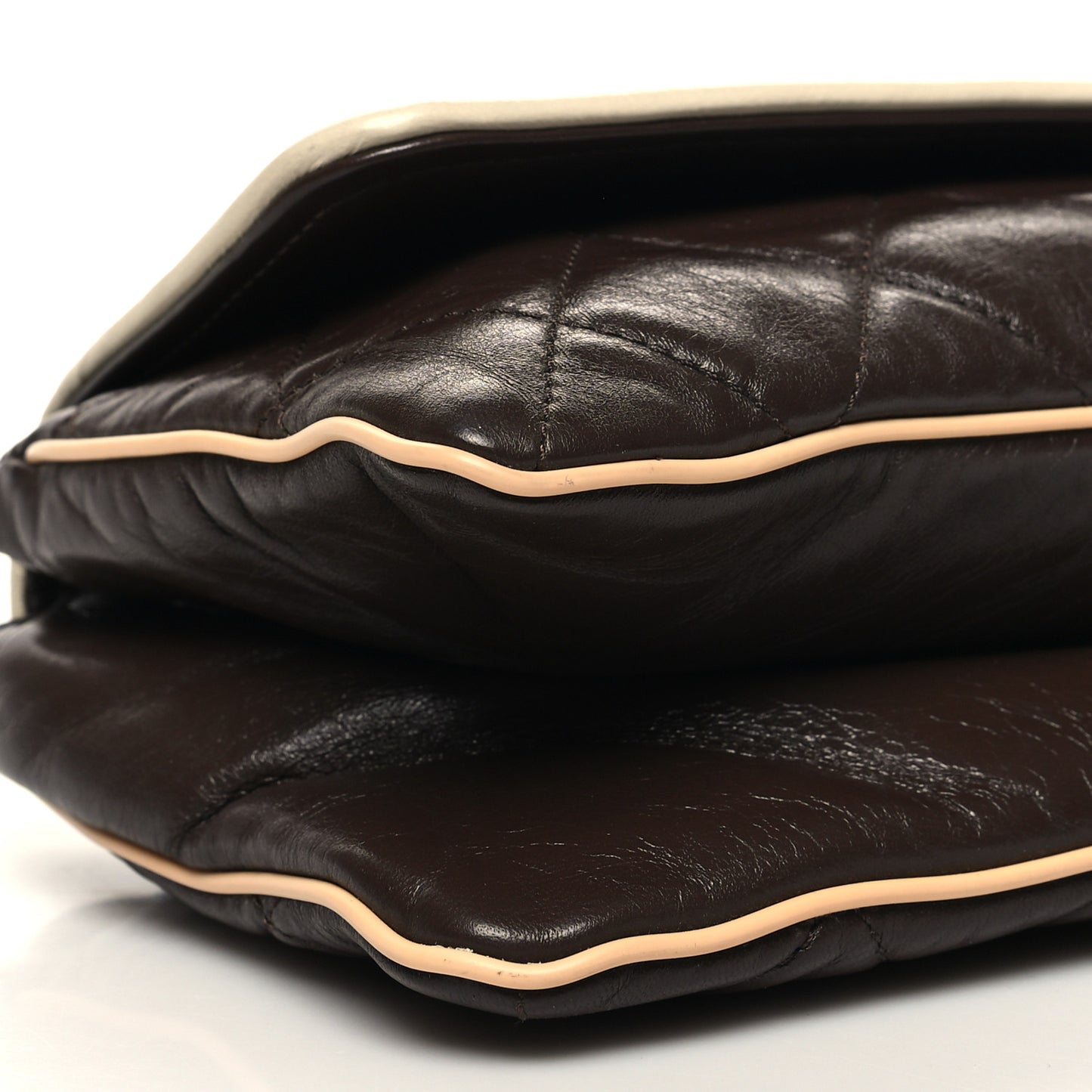 Lambskin Quilted East West Flap Brown
