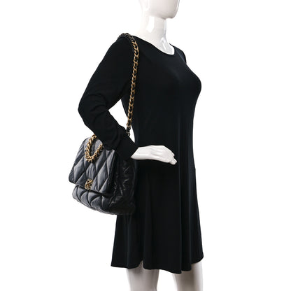 Chanel Lambskin Quilted Maxi Chanel 19 Flap Black 2 of 9
