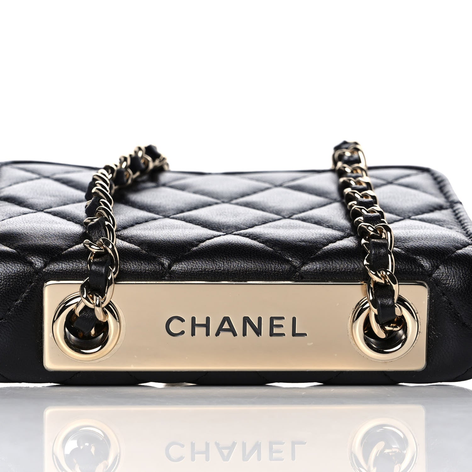 Chanel Lambskin Quilted Trendy CC Card Holder On Chain Black 7 of 10