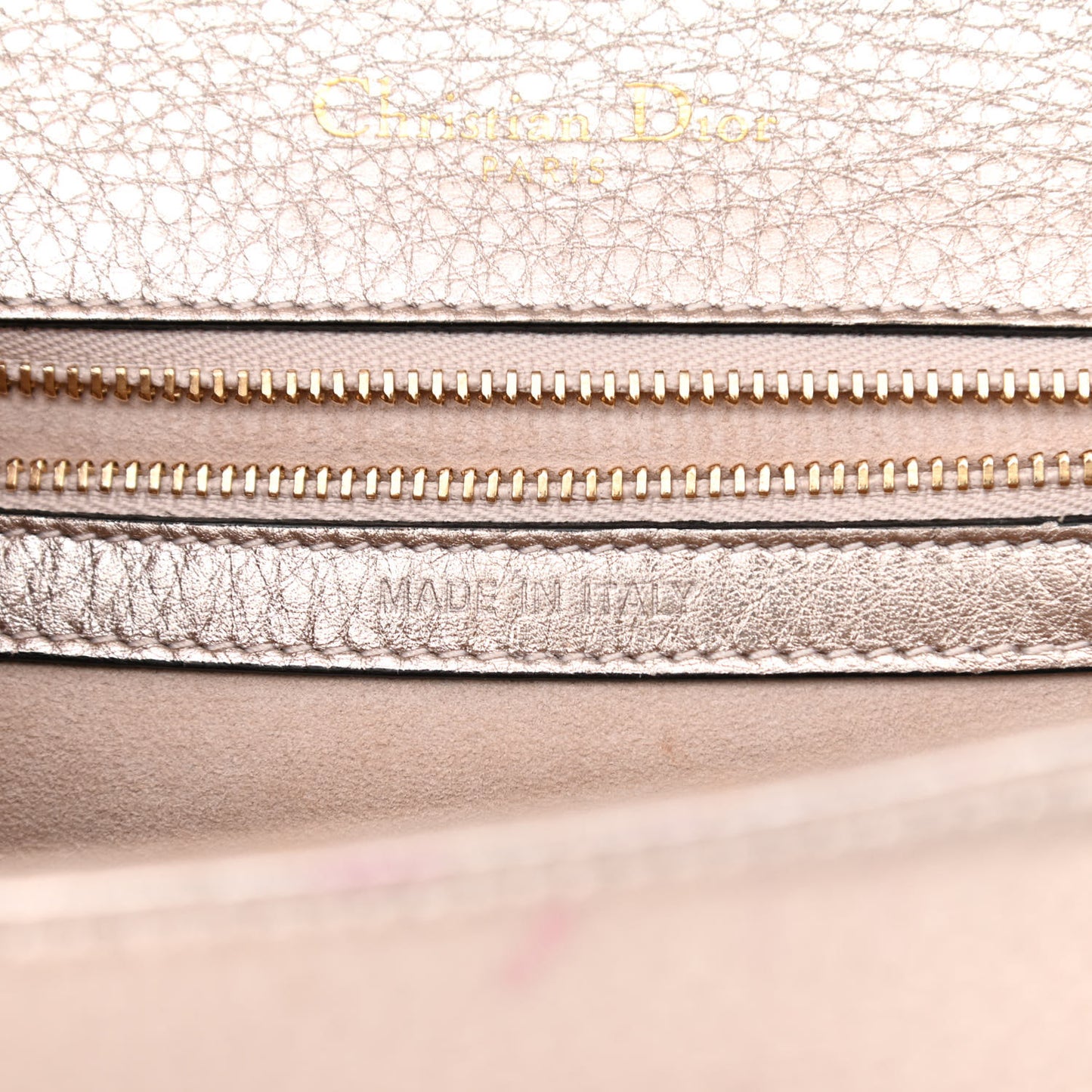 Metallic Grained Calfskin Small Diorama Flap Bag Copper