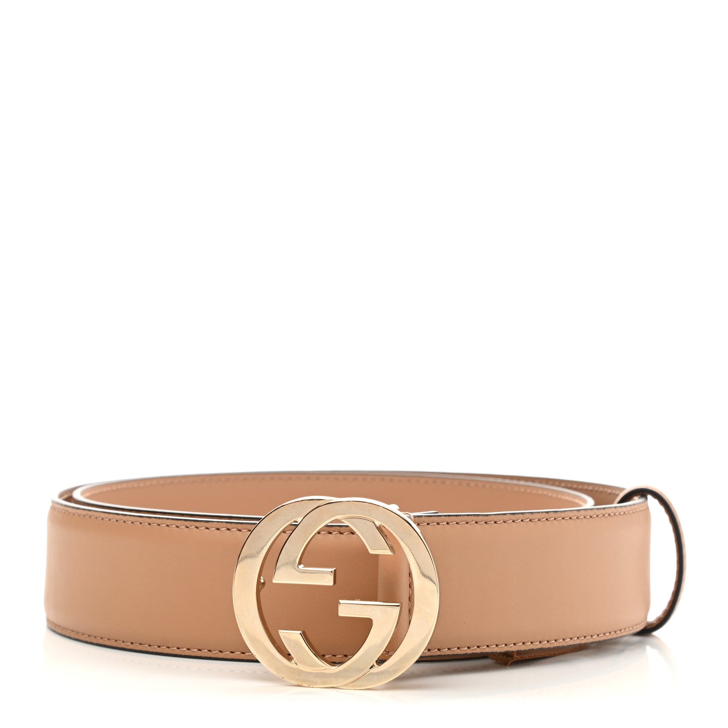 GUCCI ベルト Authentic Gucci Black Calfskin Leather Gold Interlocking G Buckle