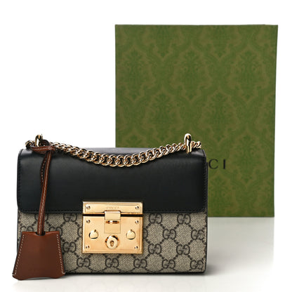 Gucci GG Supreme Monogram Calfskin Small Padlock Shoulder Bag Beige Black Cuir 14 of 14