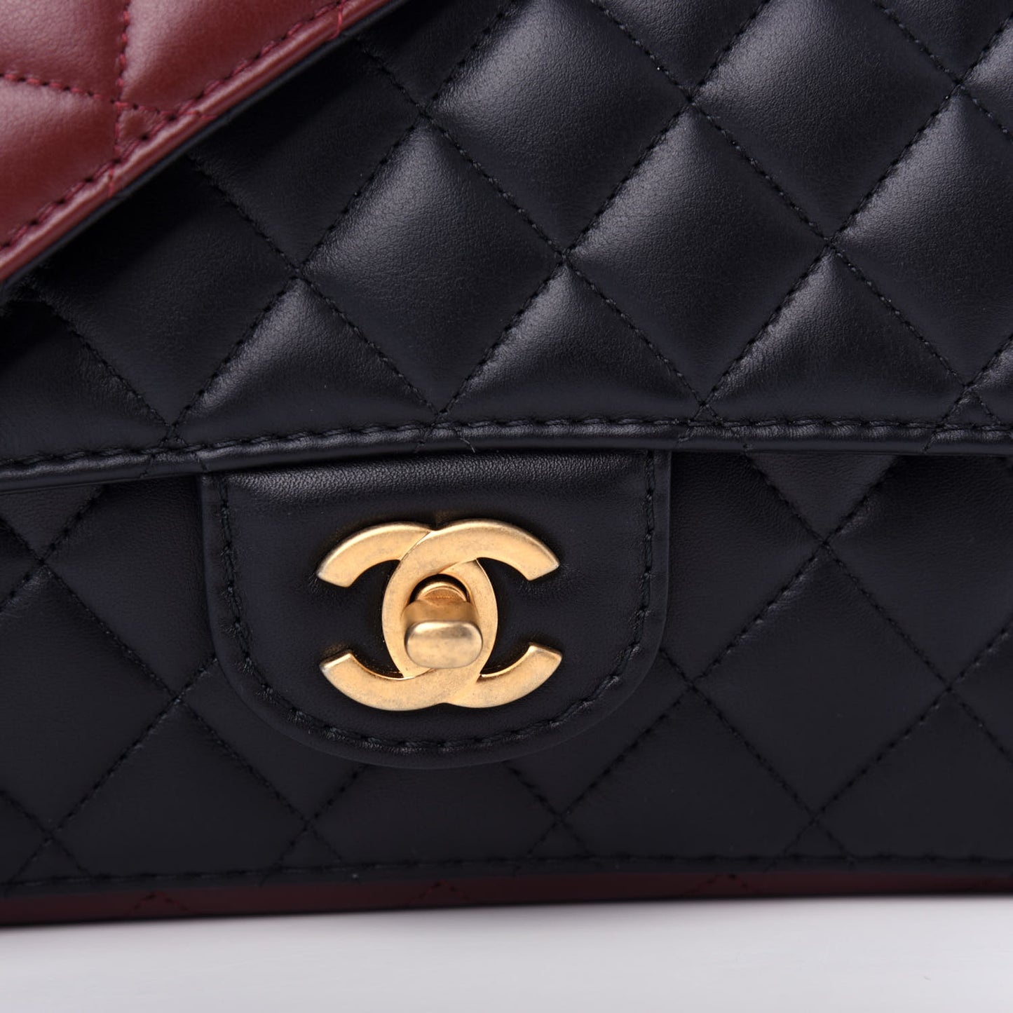 Calfskin Quilted Small Strap Into Flap Bag Black Brown