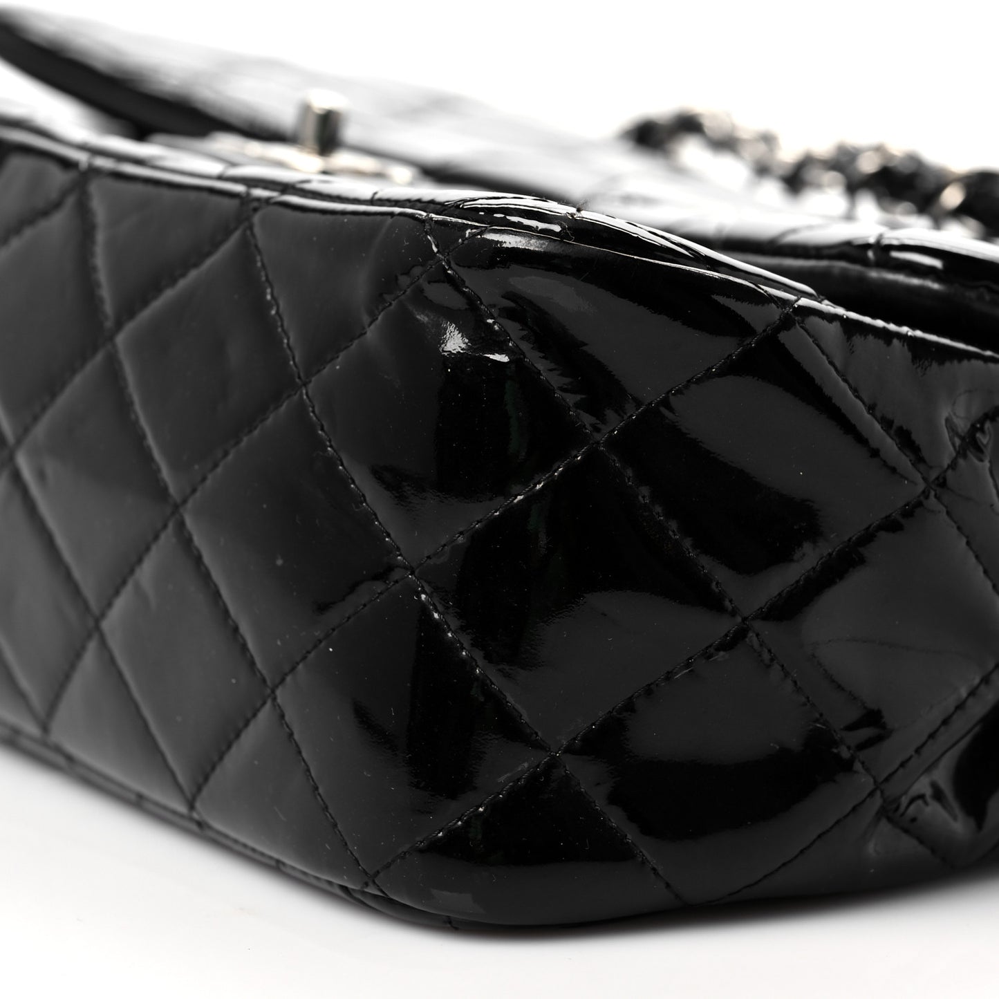 Patent Quilted Jumbo Double Flap Black