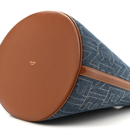 Celine Denim Calfskin Logo Bucket 16 Bag Blue 10 of 15