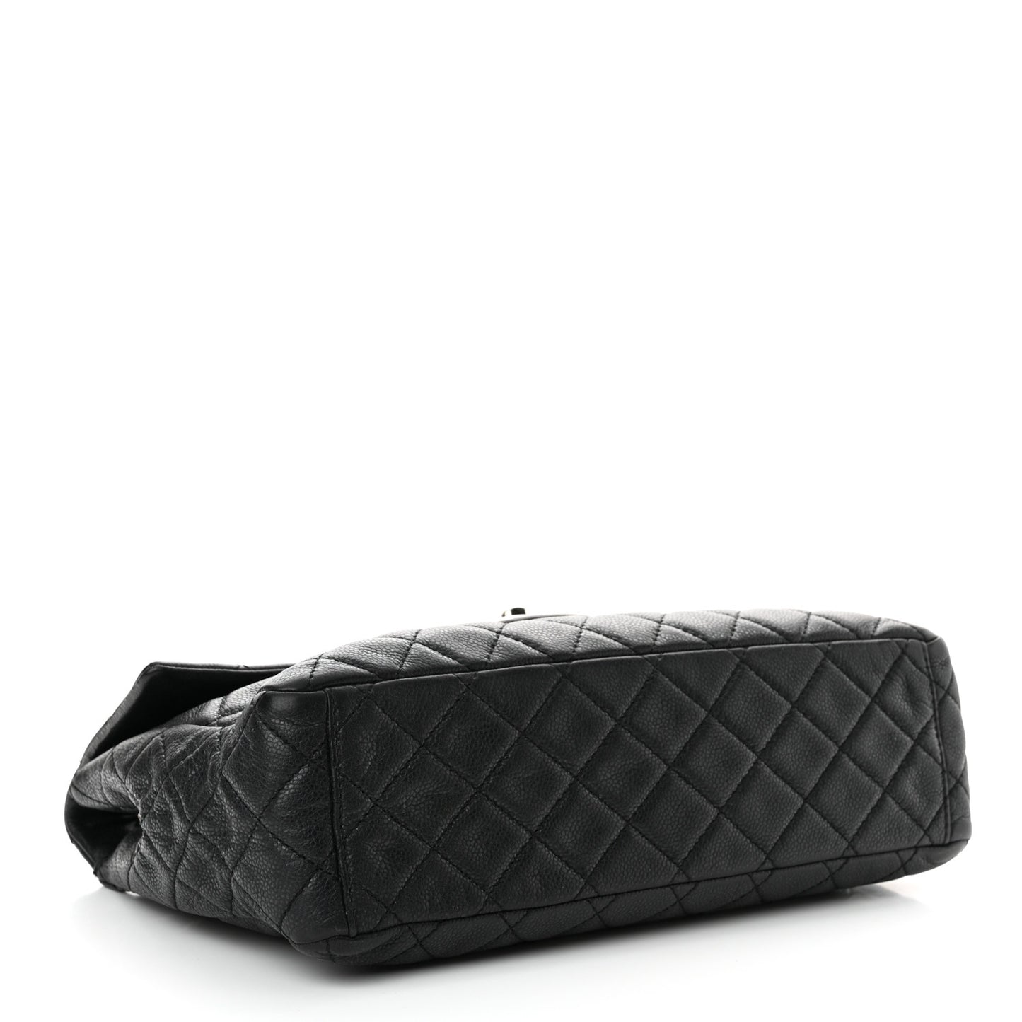 Washed Caviar Quilted Maxi Single Flap Black