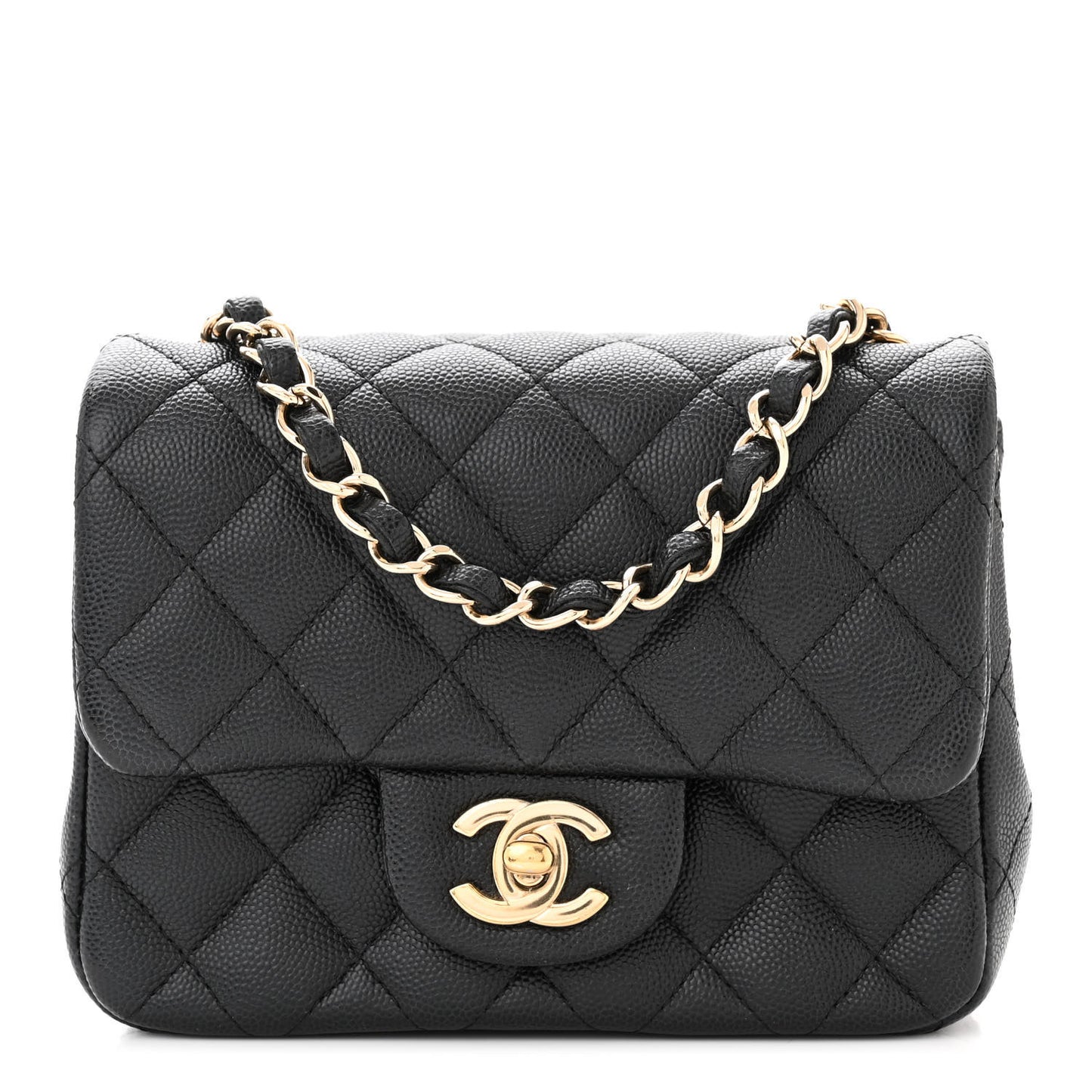 Caviar Quilted Mini Square Flap Black