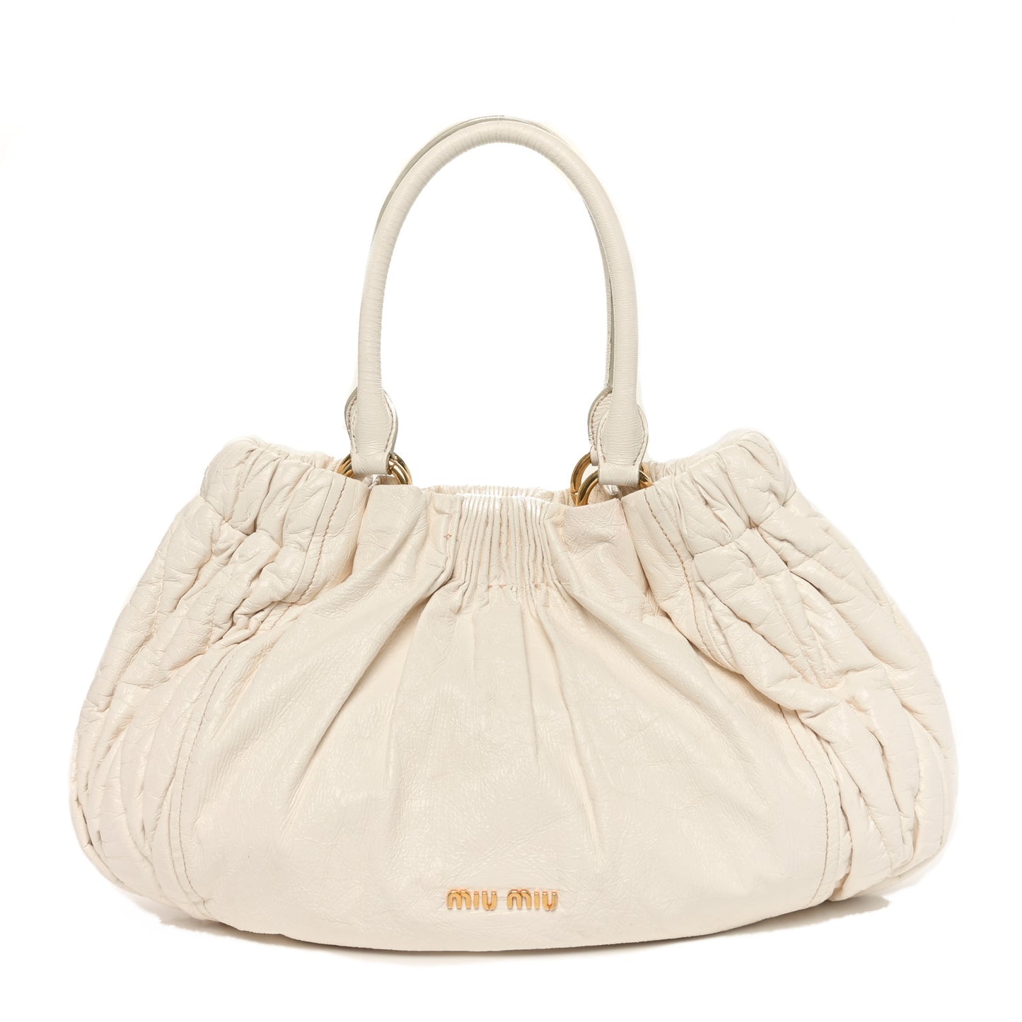 Vitello Lux Gathered Shoulder Bag Talco