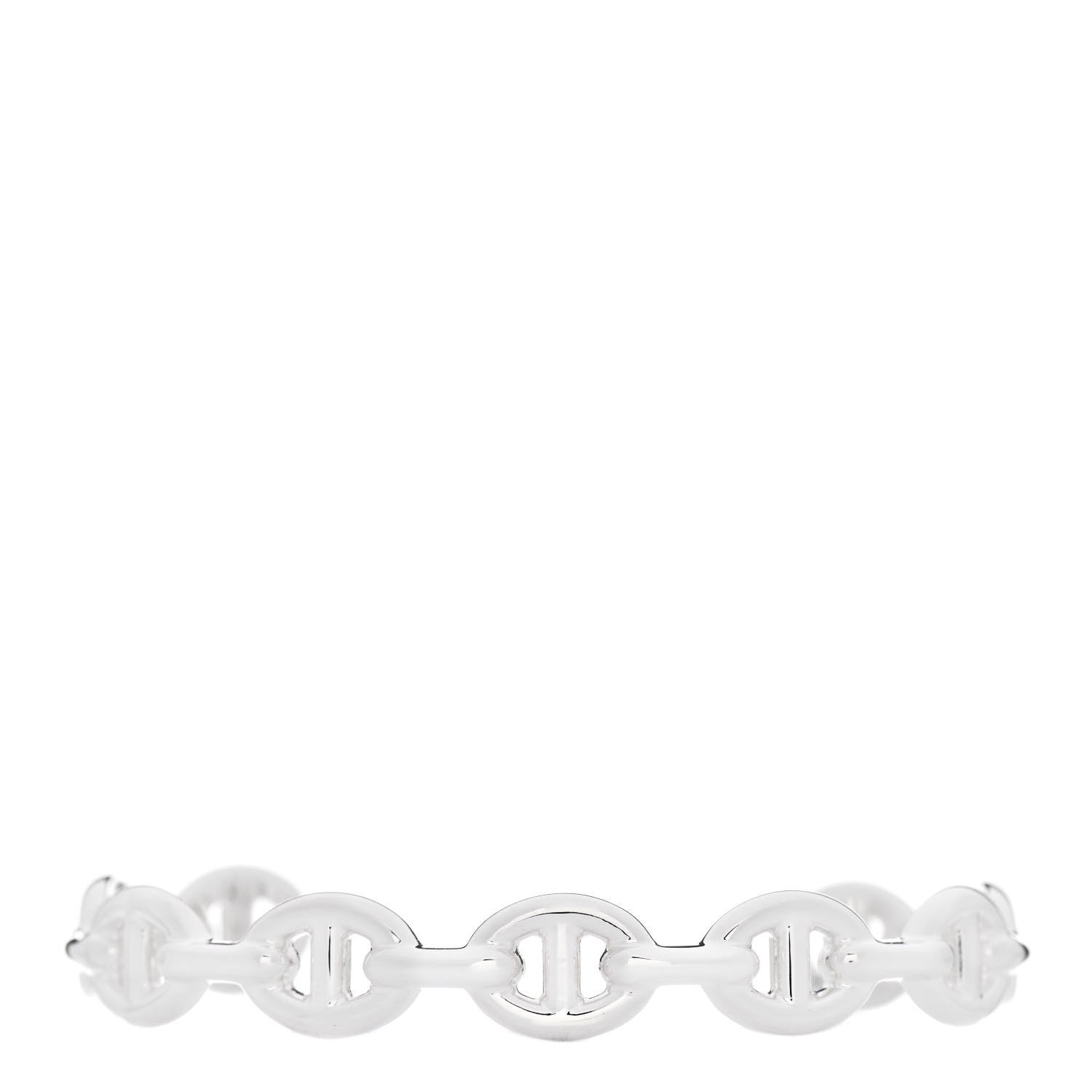 Hermes Sterling Silver MM Chaine d'Ancre Enchainee Cuff Bracelet ST 1 of 5