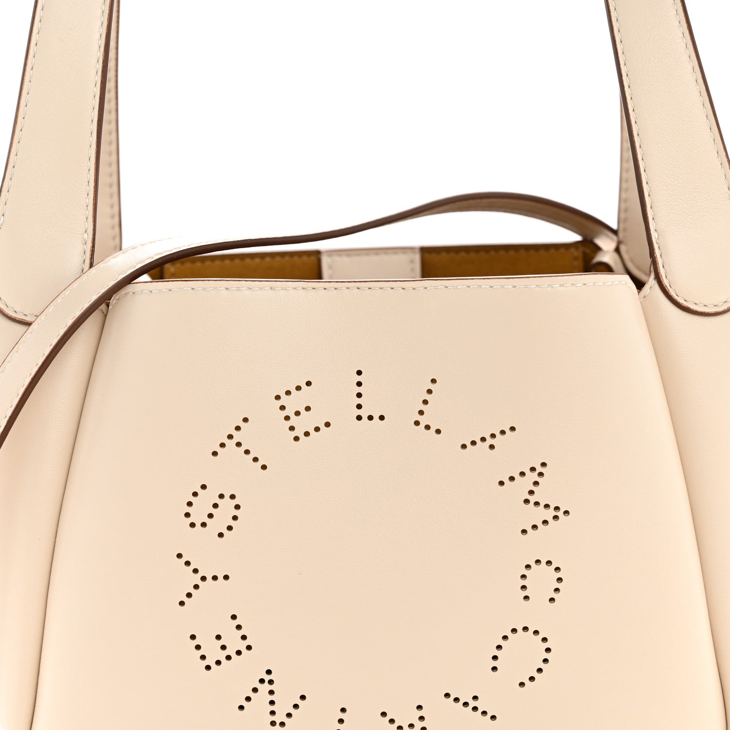 Stella McCartney Eco Alter Nappa Perforated Logo Double Top Handle Crossbody Bag White 8 of 10