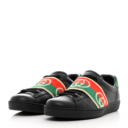 Gucci Calfskin Web Interlocking G Mens Ace Sneakers 9 Black 3 of 15