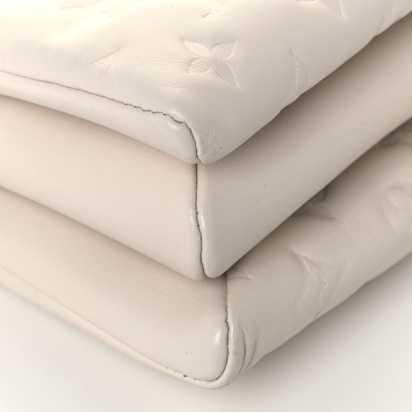 Lambskin Embossed Monogram Coussin PM Cream