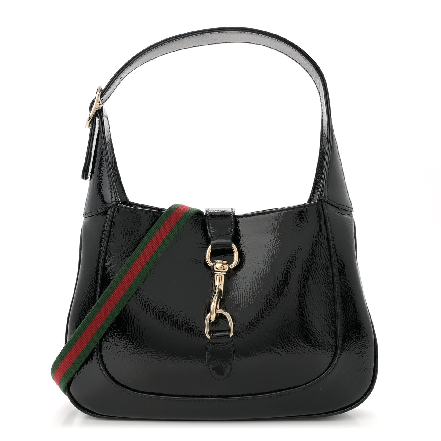 Patent Calfskin Small Jackie Shoulder Bag Black