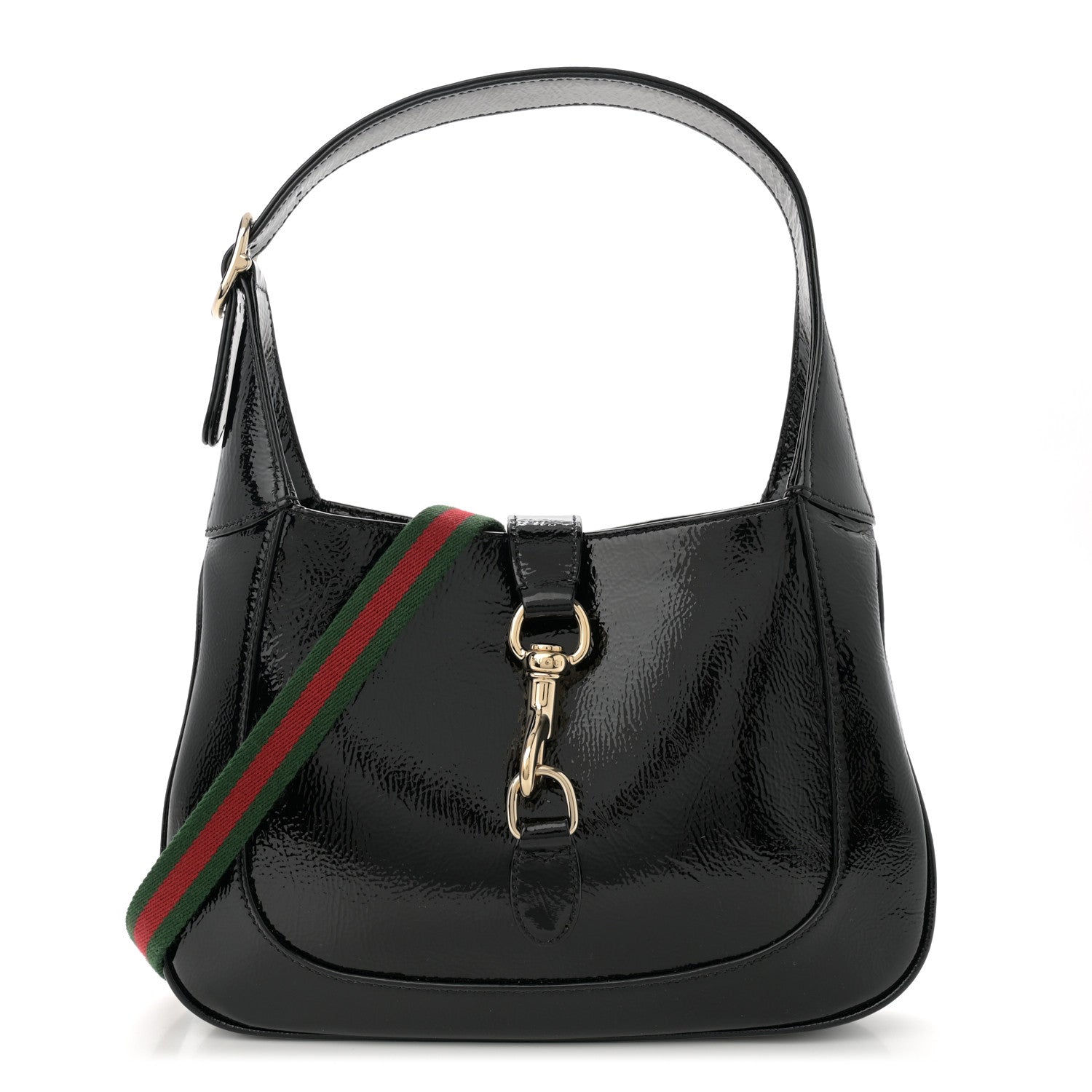 Gucci Patent Calfskin Small Jackie Shoulder Bag Black 1 of 10