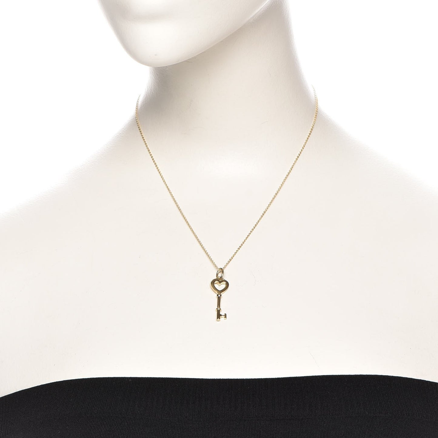 18K Yellow Gold Mini Heart Key Pendant Necklace