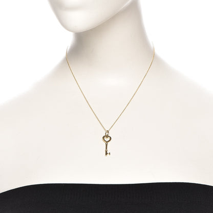 Tiffany 18K Yellow Gold Mini Heart Key Pendant Necklace 2 of 9