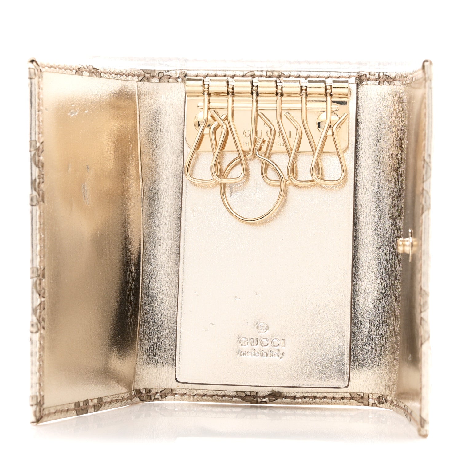 Gucci Metallic Guccissima 6 Key Holder Case Gold 5 of 8