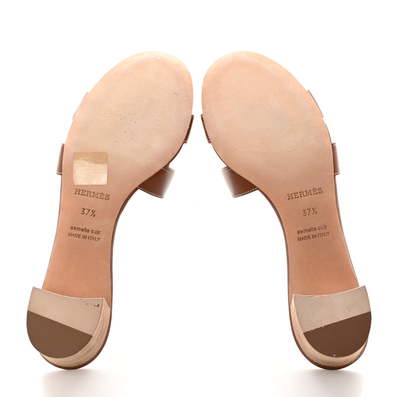 Hermes Calfskin Oasis Sandals 37.5 Gold 5 of 14