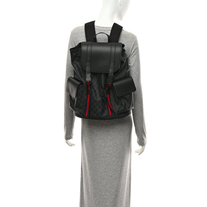 Gucci Soft GG Supreme Monogram Calfskin Web Double Buckle Backpack Black 2 of 11