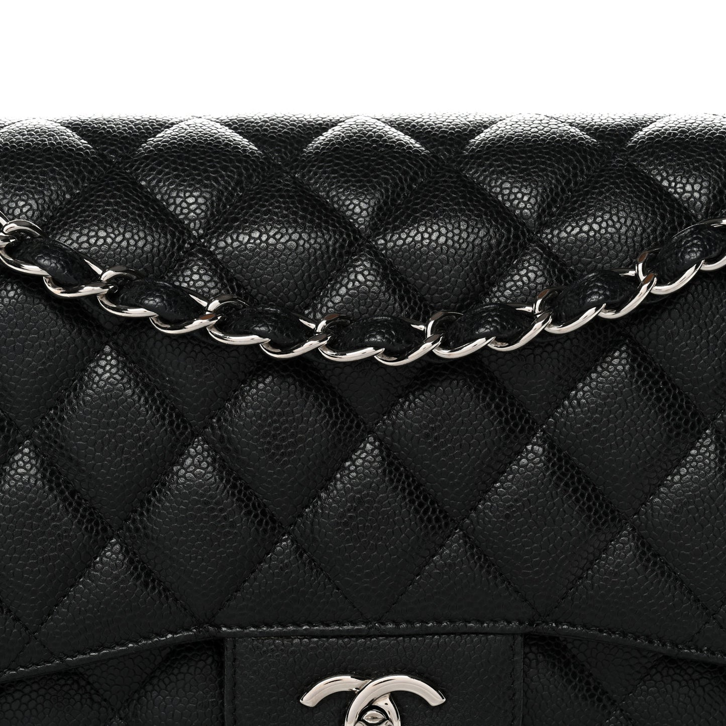 Caviar Quilted Jumbo Double Flap Black