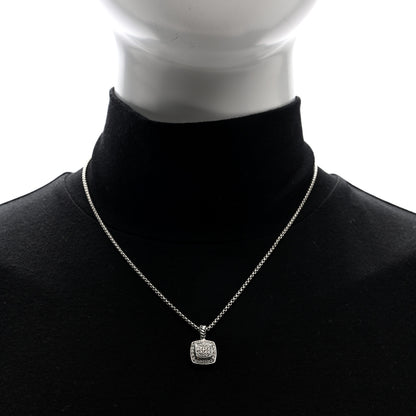 David Yurman Sterling Silver Diamond Pave 7mm Petite Albion Pendant Necklace 2 of 5
