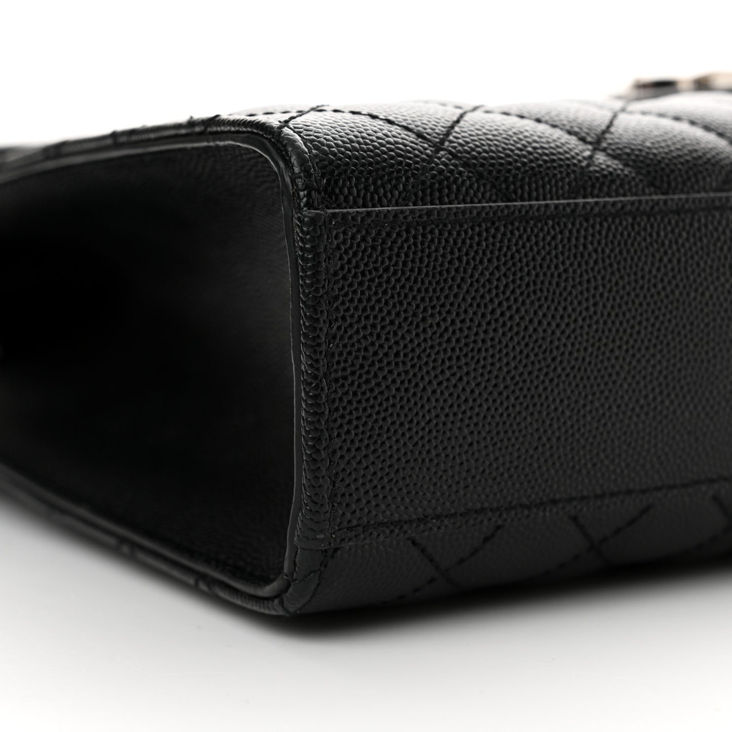 Grain De Poudre Textured Mixed Matelasse Large Triquilt Monogram Satchel Black